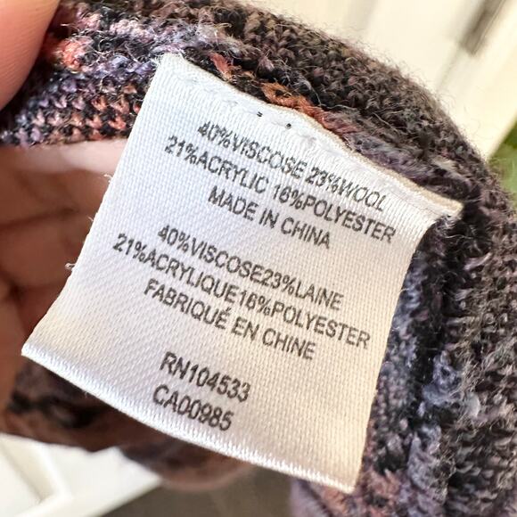 Nanette Lepore Bianca Jacquard Black Copper Purple Patterned Wool Cardigan Large - Picture 6 of 11